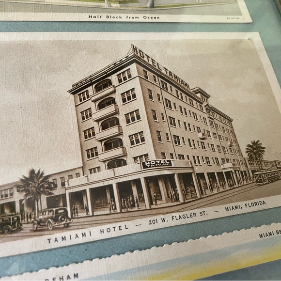 Vtg 🌴 MIAMI HOTELS Framed Post Cards 🌴 - Picture 2 of 5